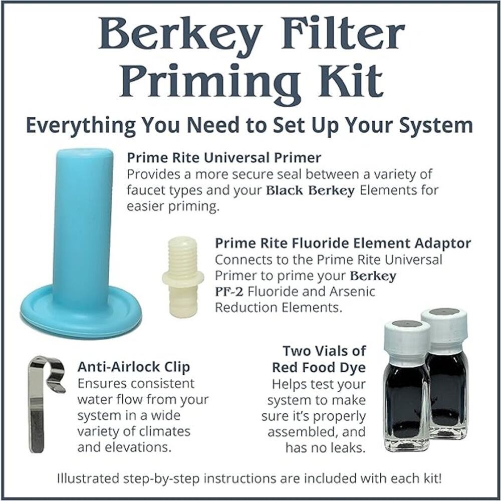 NEW Berkey Filter Prime Rite Priming Filter Kit+ 16.9 Glass Boroux Bottle w/ Lid - Picture 8 of 8